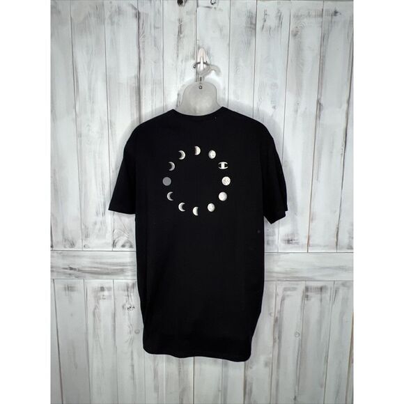 MENS CHAMPION BLACK MOON PHASES‎ LOGO 100% COTTON SHORT SLEEVE T-SHIRT L FLAW - Picture 5 of 11